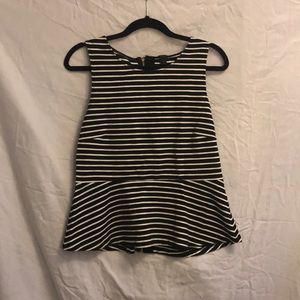 J Crew Black and White Striped Top